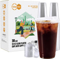 24 oz Clear Plastic Cups with Strawless Sip Lids - 200 Pack