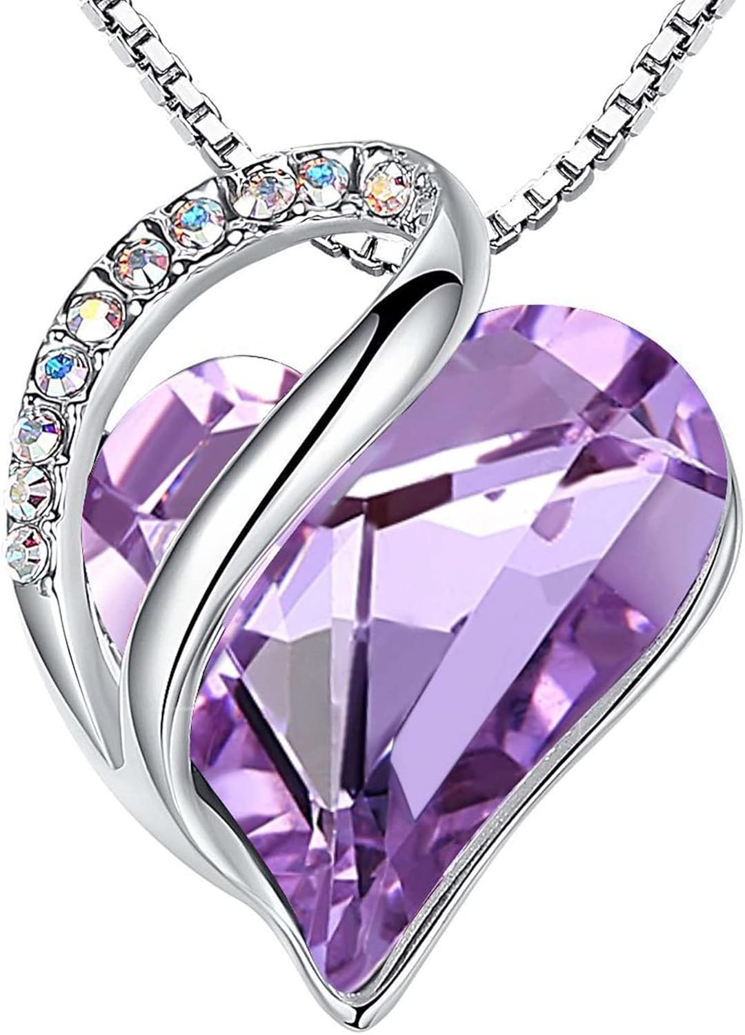 Infinity Love Birthstone Heart Crystal Pendant Necklace for Women