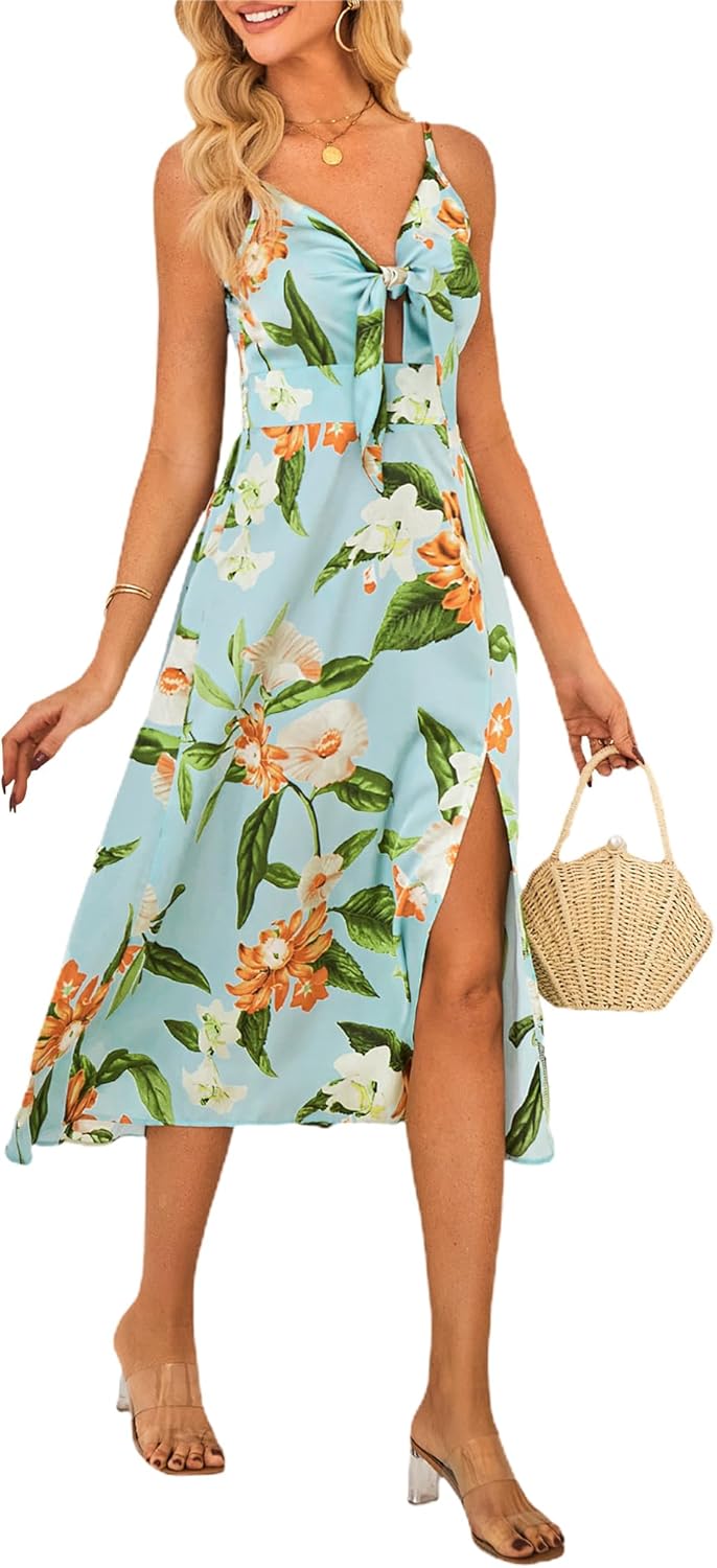 Fashionme Women Spaghetti Strap Midi Satin Dress for All Occasions