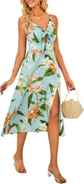 Fashionme Spaghetti Strap Satin Midi Dress - Flattering Tie Front If