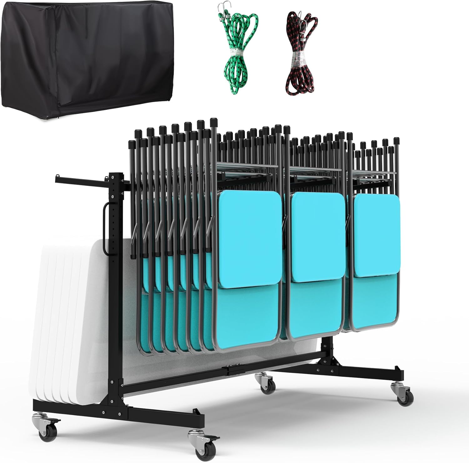 Folding Chair Rack with Swivel Wheels for Easy Mobility