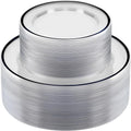 Black and Clear Plastic Plates Set 100pcs - Elegant Disposable Plates