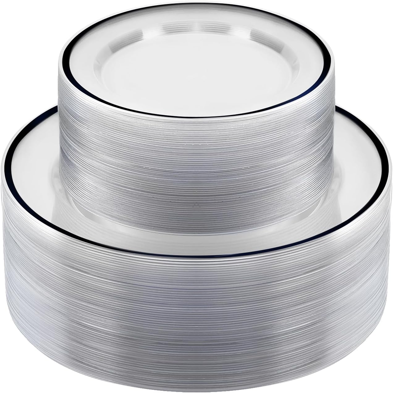 Beststar 100PCS Black and Clear Plastic Plates for Any Event