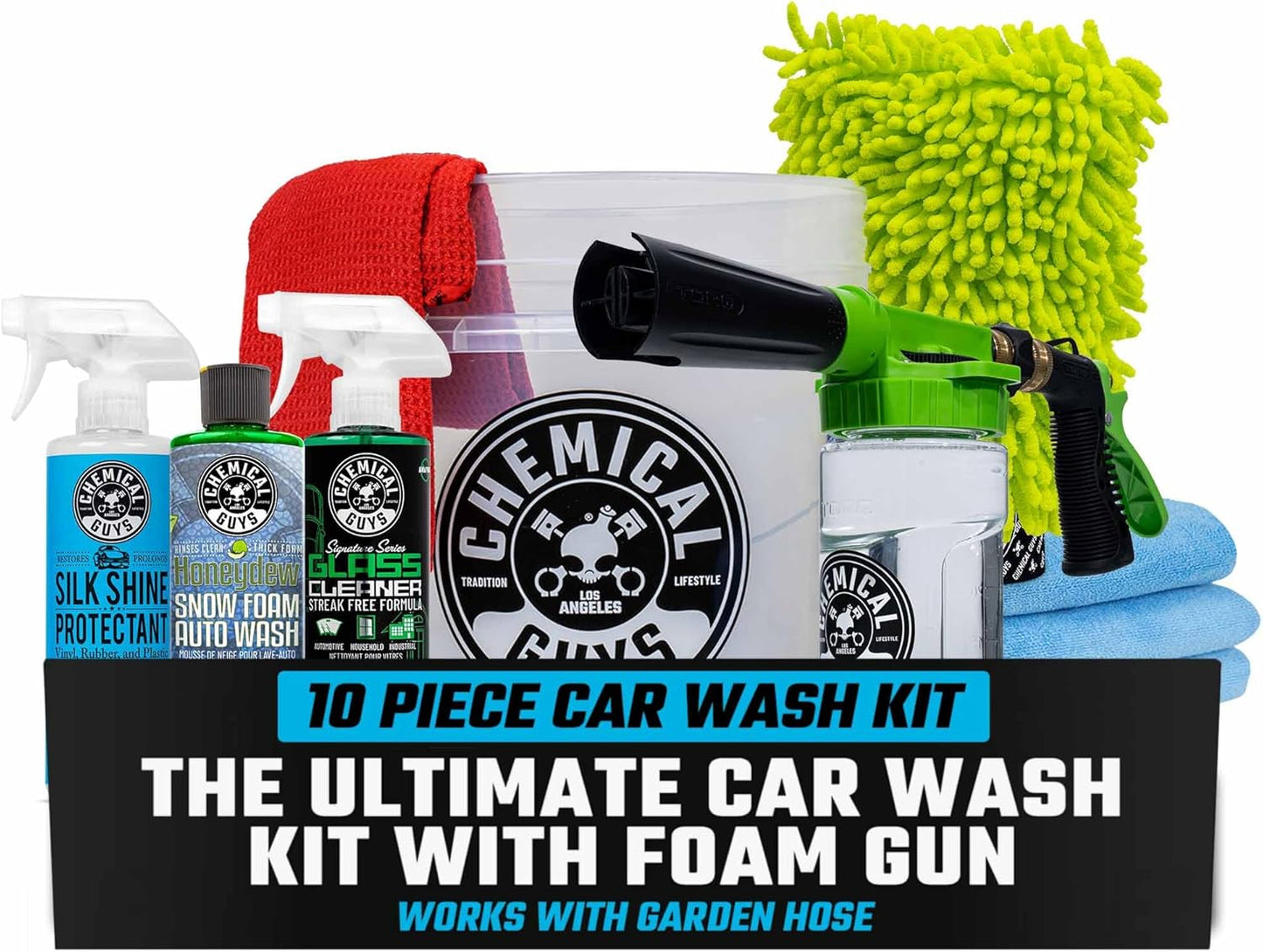 Chemical Guys 16-Piece Car Wash Kit with Foam Gun and Bucket