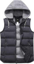 Men's Puffer Vest with Removable Hood - Warm Waterproof Layer