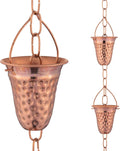 Copper Hammered Rain Chain Decorative Chimes & Cups - Elegant Gutter