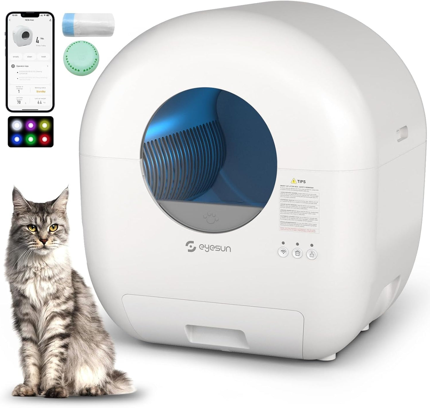 Self Cleaning Litter Box for Multi-Cat Homes with Smart Control