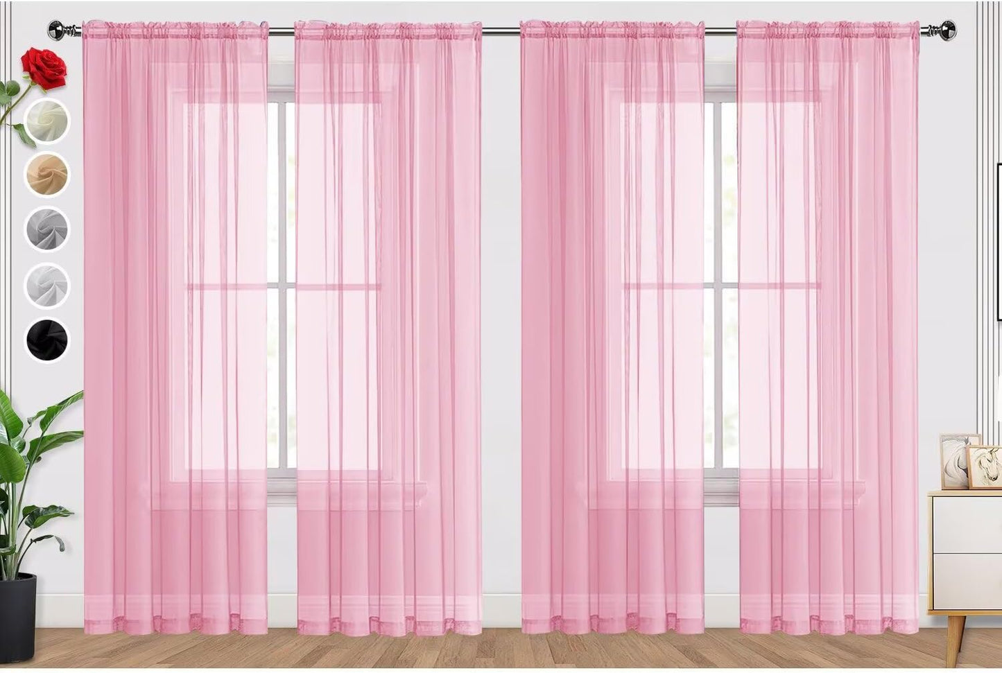 SpaceDresser Sheer Light Pink Curtains for Elegant Home Decor