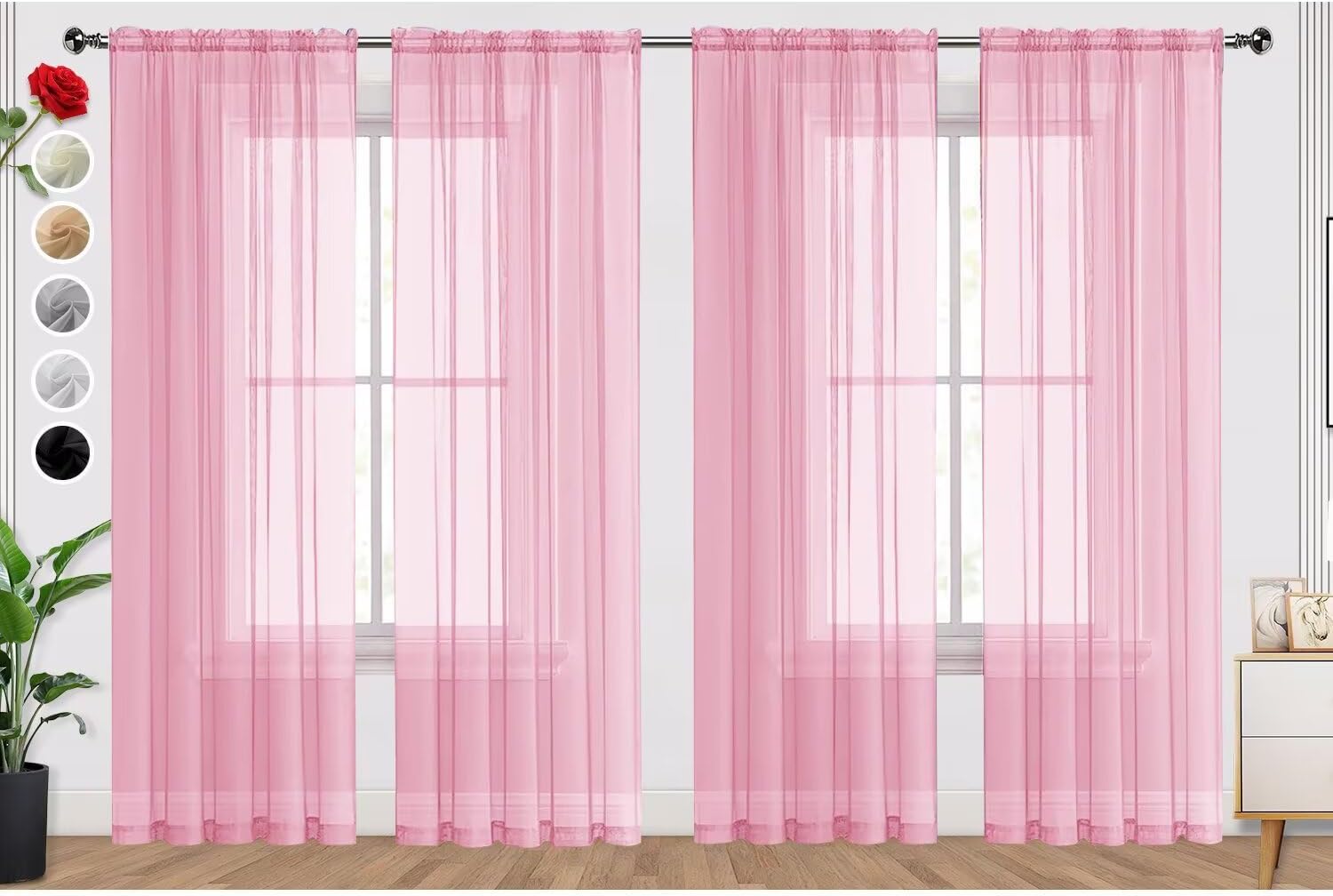 SpaceDresser Sheer Light Pink Curtains for Elegant Home Decor