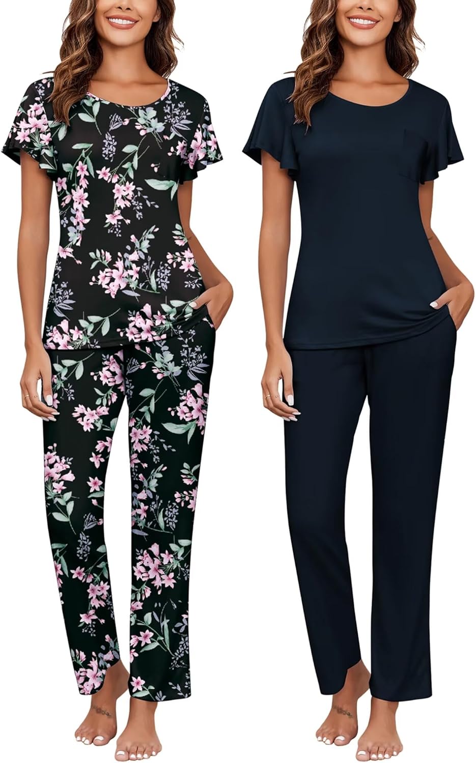 Ekouaer Womens Pajama Sets Soft Sleepwear with Pockets