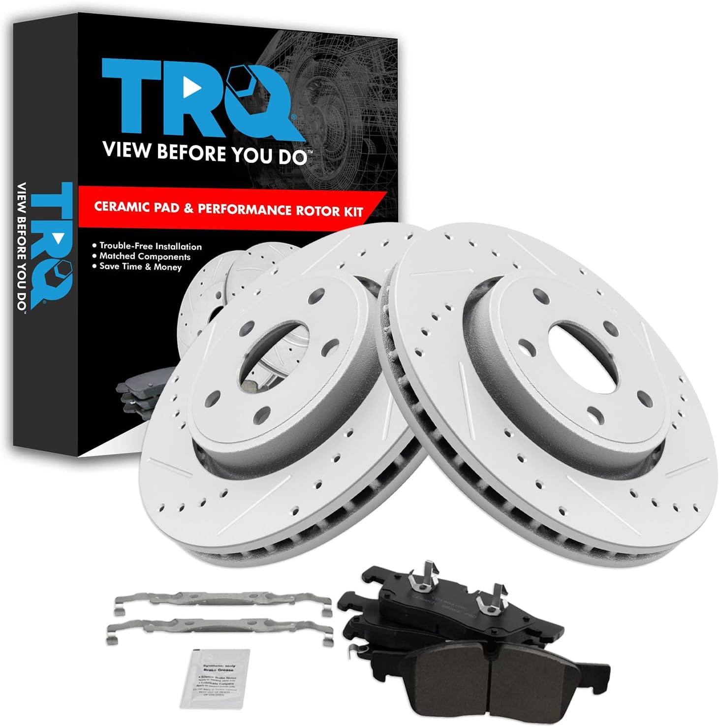 TRQ Front Performance Brake Pad & Rotor Kit for Dodge Durango