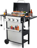 3-Burner Propane Gas Grill with Side Tables - Patio BBQ