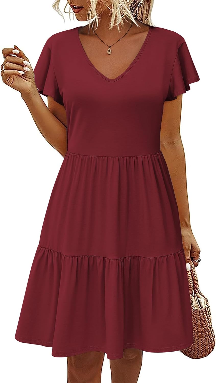 HOTOUCH Women's Casual Summer Dress with Pockets and Ruffles