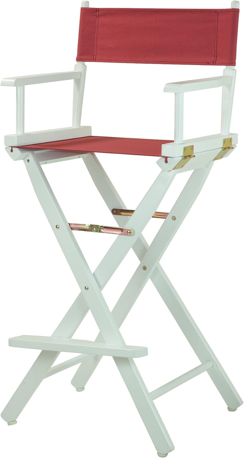 Casual Home Director's Chair with White Frame and Burgundy Canvas
