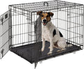 Large Dog Crate 42 Inches Double Door Folding Metal Wire Cage