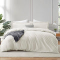 Off White Duvet Cover with Fitted Sheet King Size - Soft 4 Piece Set