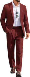 Men Suits Classic Fit 2 Piece One Button Suit for Men - Textured