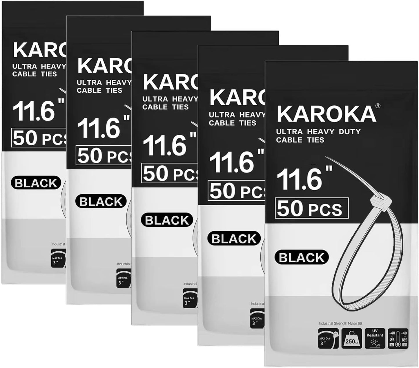 Heavy Duty Zip Ties with 250 Pounds Strength for All Uses