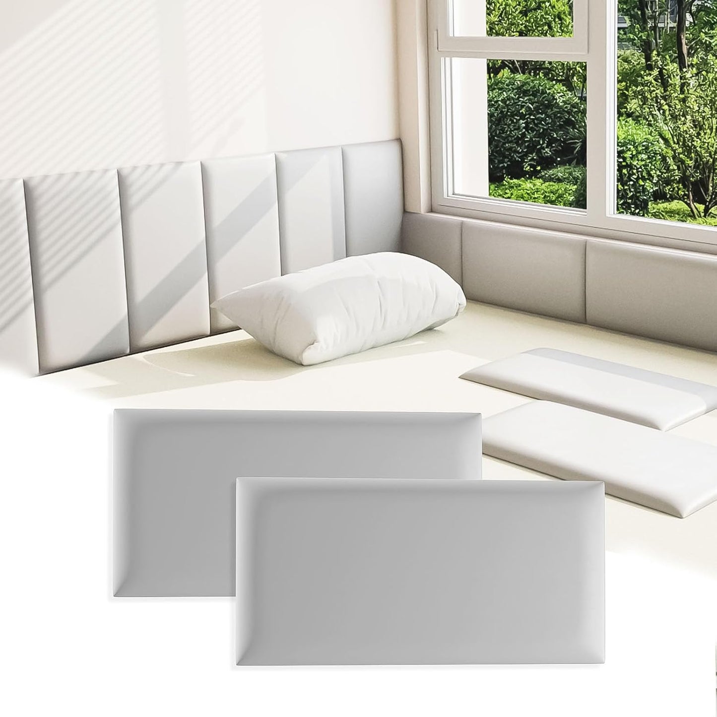 3D Anti-Collision Wall Padding for Kids - Grey Peel and Stick Panels