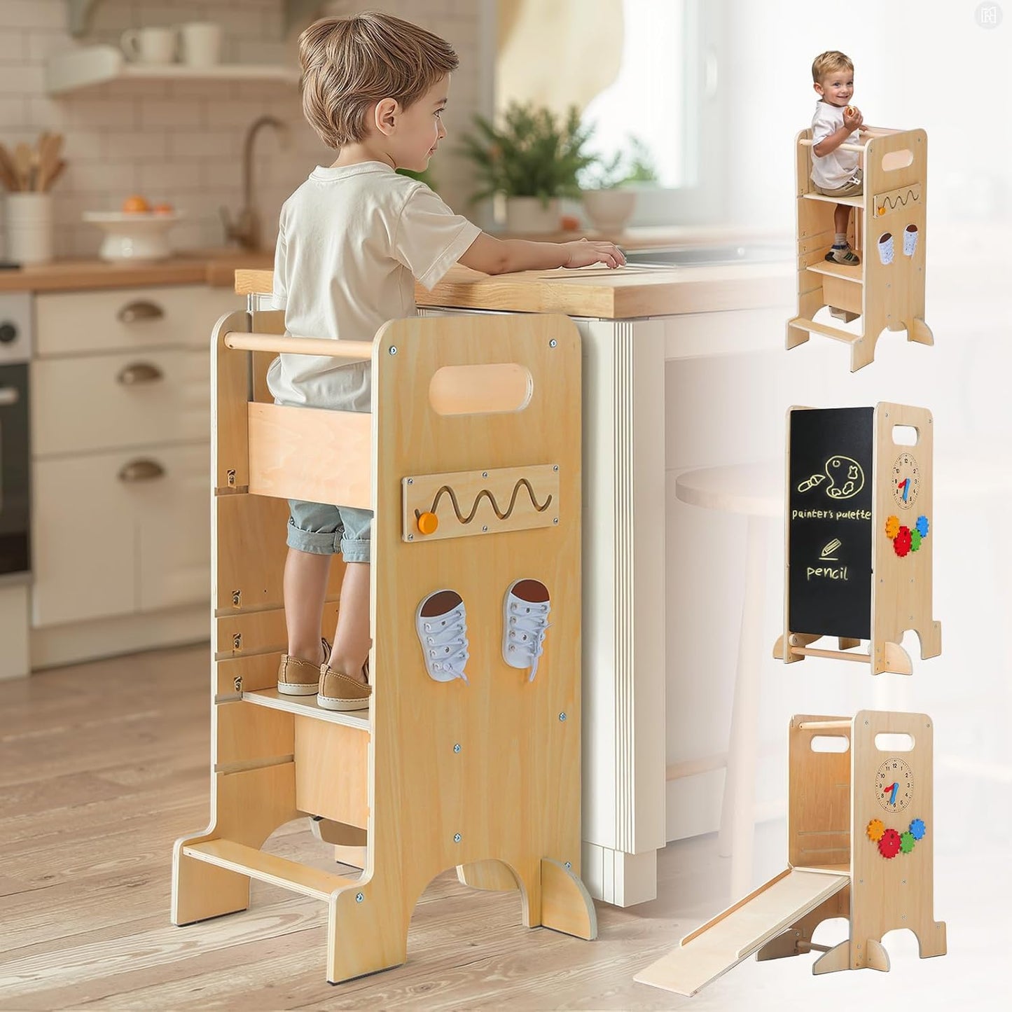 Toddler Tower 4-in-1 Kitchen Stool Helper for Fun Learning