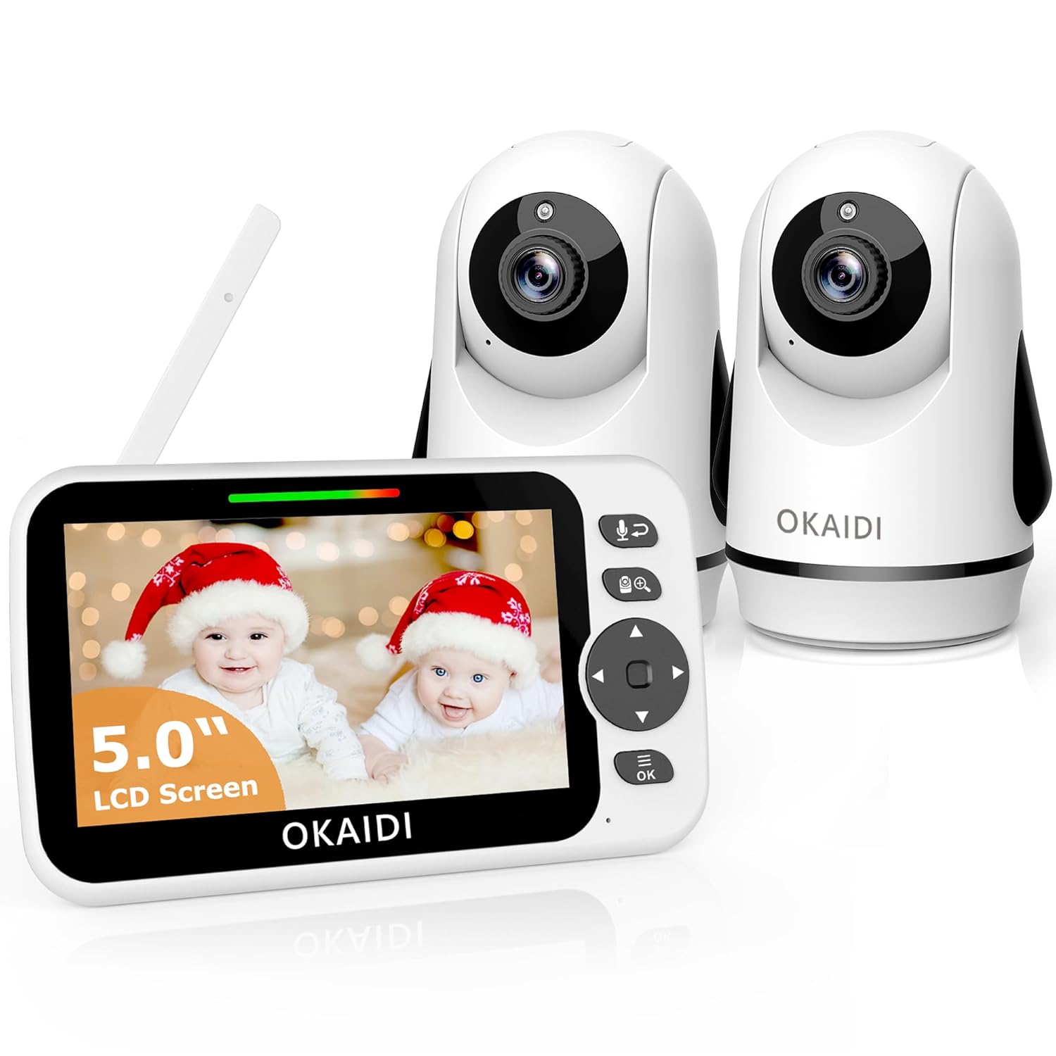 Video Baby Monitor with 2 Cameras and 5in Display for Safety