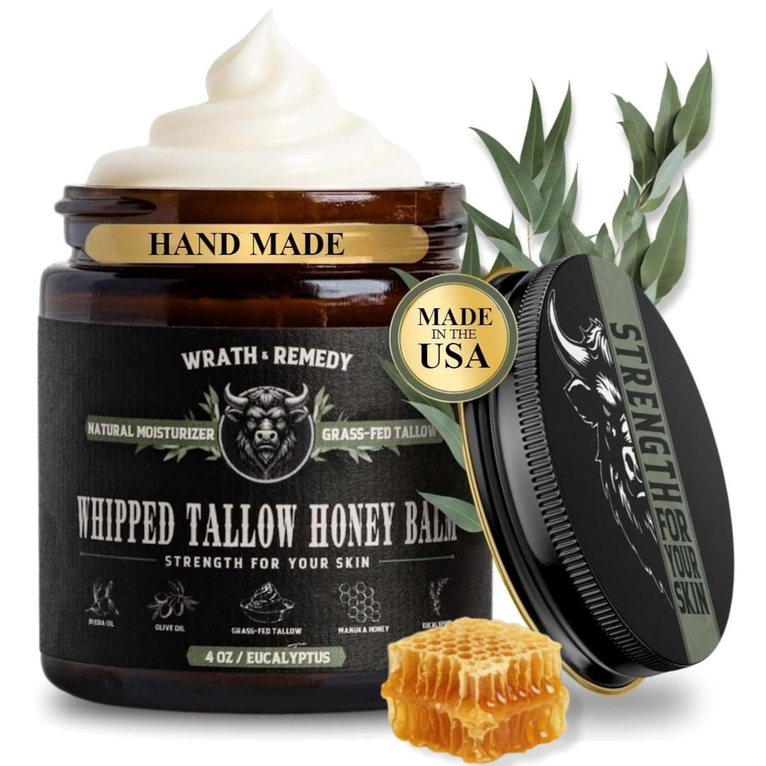 Organic Beef Tallow for Skin - Whipped Eucalyptus Balm 4 OZ