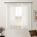 Small Kitchen Linen Curtains 45 in Length 2 Panel Set - Light
