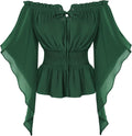 Scarlet Darkness Women Renaissance Off Shoulder Bell Sleeve Blouse We