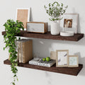 Wood Floating Shelves 24 in Rustic Wall Shelf Set of 2 - Invisible