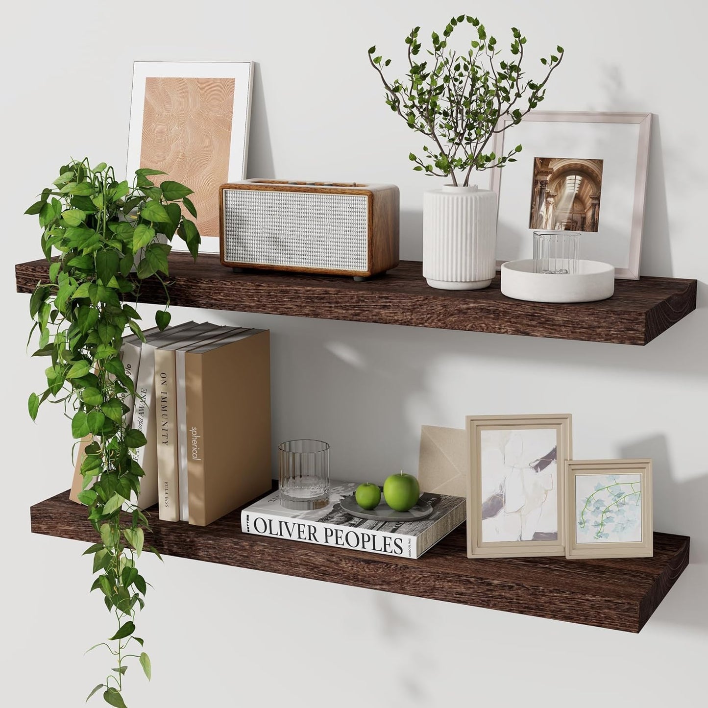Rustic Wooden Floating Shelves Set of 2 for Home Decor