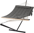 Double Outdoor Hammock with Stand - Quilted Two-Person Pad Comfort
