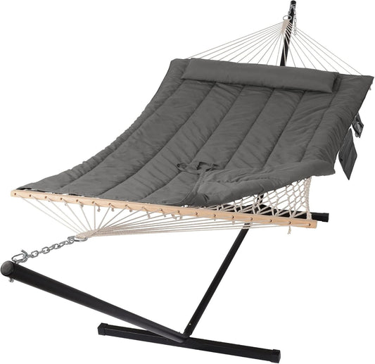 SUNCREAT Double Outdoor Hammock with Stand for Two People