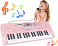 Kids Piano Keyboard with Microphone for Girls, Pink