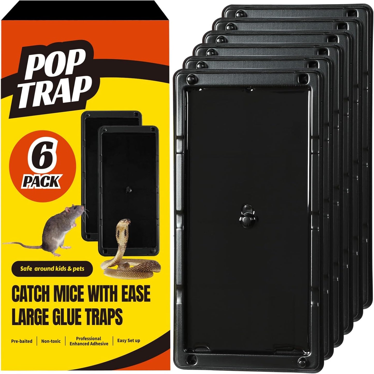 POPTRAP Super Sticky Rat & Mouse Trap - 6 Pack