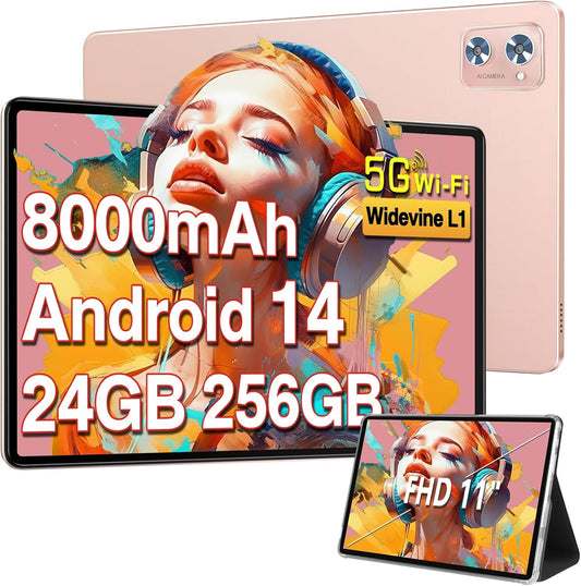 Tablet 11 inch Android 14 with 24GB RAM and 256GB ROM