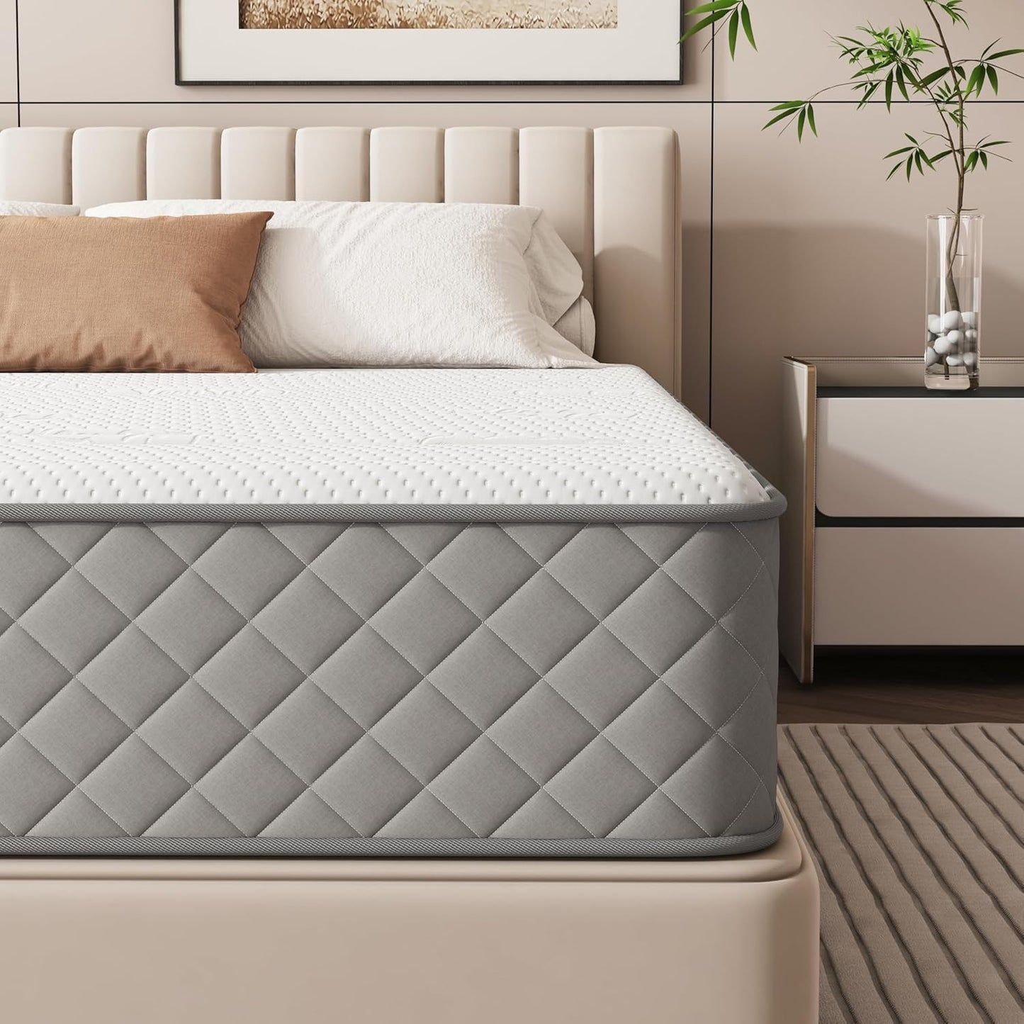 PurrJoys Queen Mattress - 10 Inch Hybrid with Cooling Gel Foam