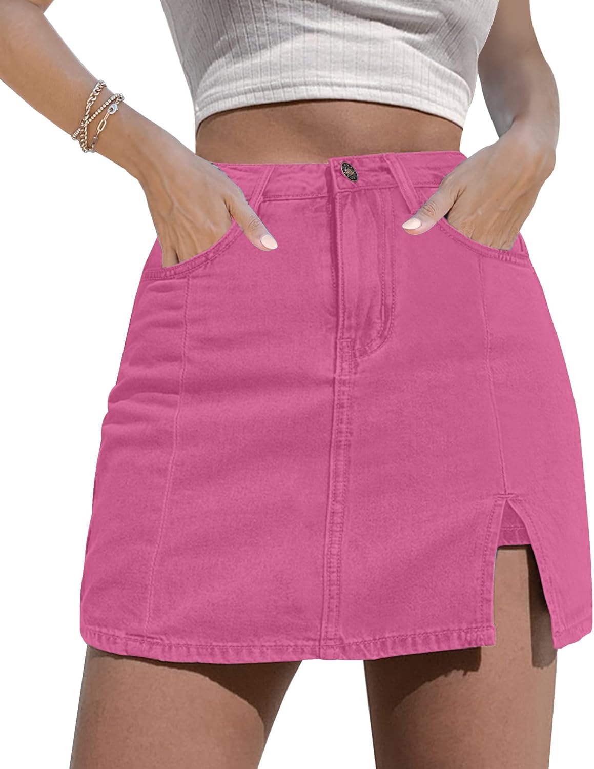 Luvamia Skorts Skirts for Women Denim Mini Skirt with Slit
