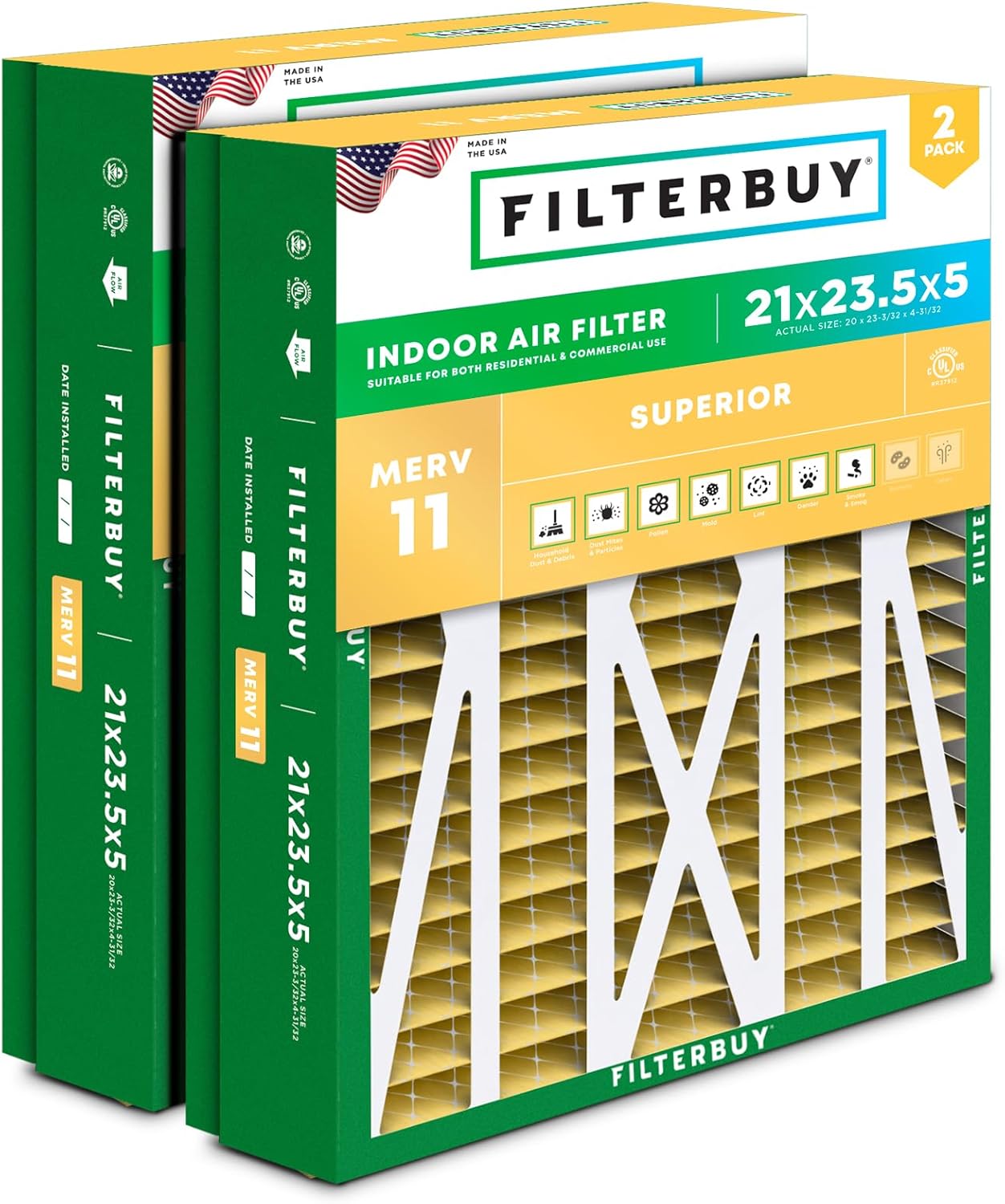 21x23.5x5 Air Filter MERV 11 for Pet & Allergy Defense