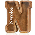 Customized Name Large Wooden Piggy Bank Letter N - Personalized