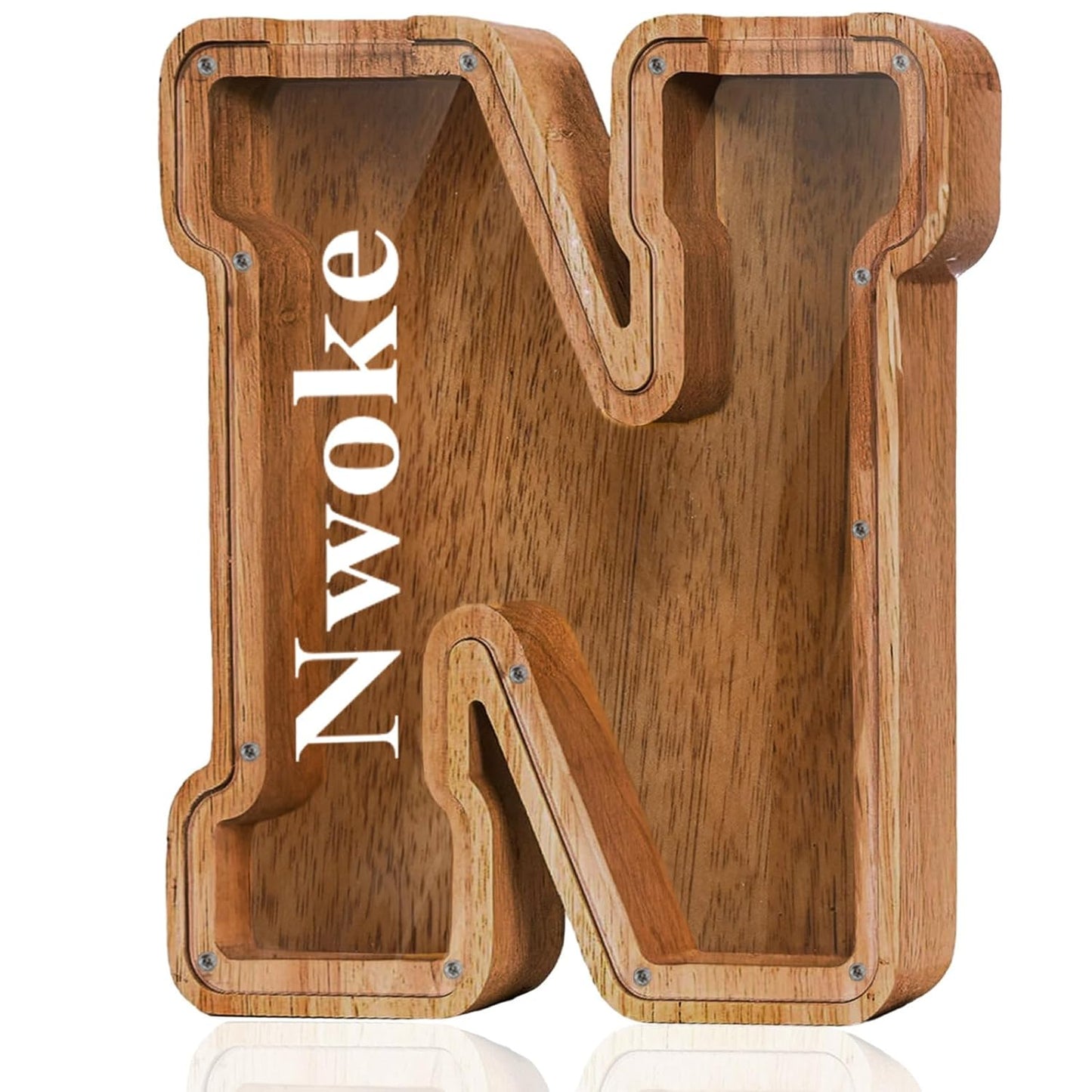 Customized Name Large Wooden Piggy Bank for Kids A-Z Savings