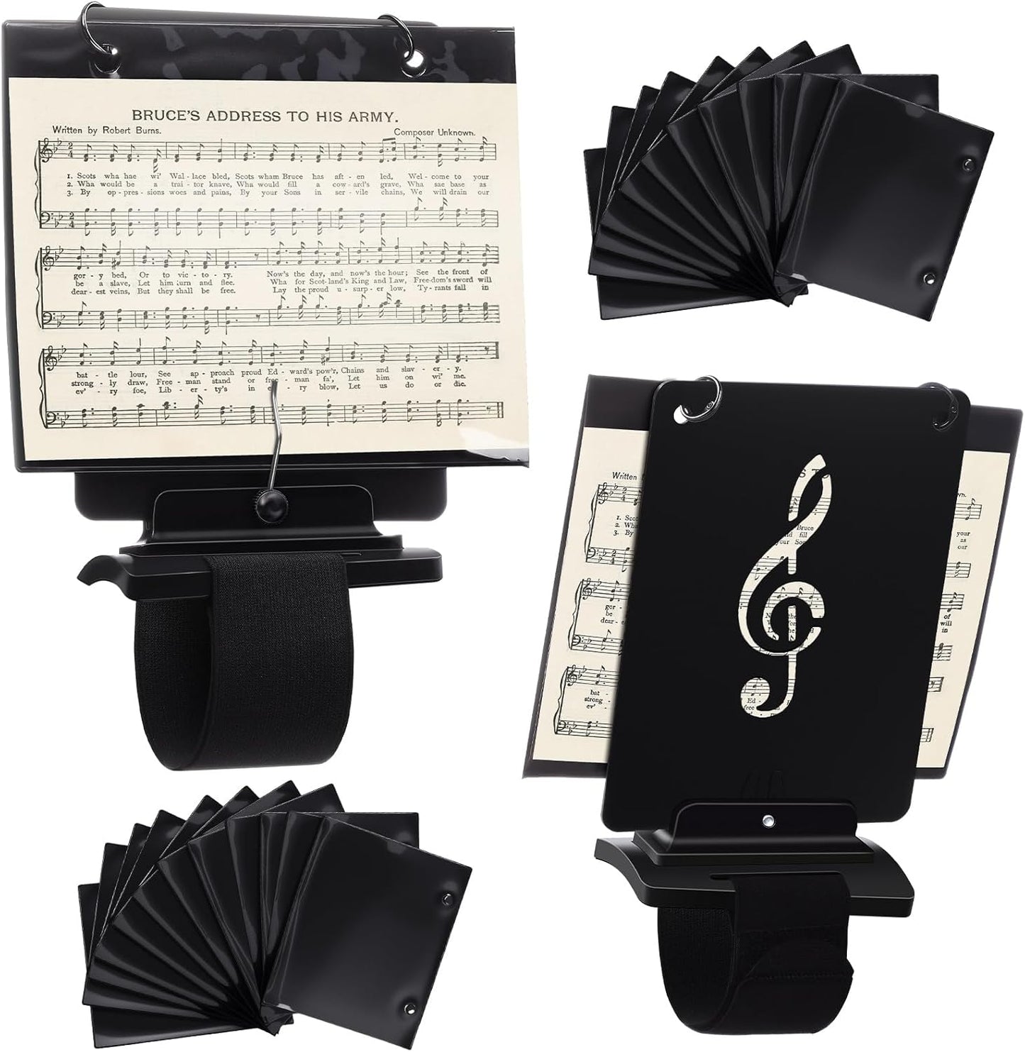 2 Pack Marching Flute Lyre Folder for Easy Sheet Music Access