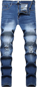 LONGBIDA Men's Slim Fit Ripped Stretch Skinny Jeans - Distressed Shoes