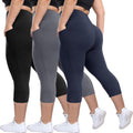 Plus Size Leggings with Pockets 3 Pack - High Waisted (Style T7JB)