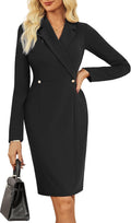 Work Dresses for Women Long Sleeve Business Dress with Pockets