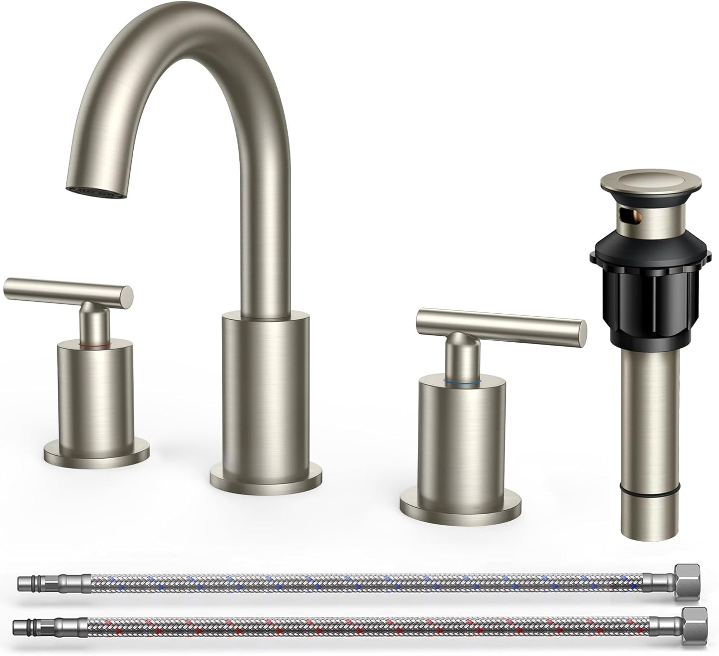 FORIOUS Brushed Nickel Bathroom Faucet with 360 Swivel Spout
