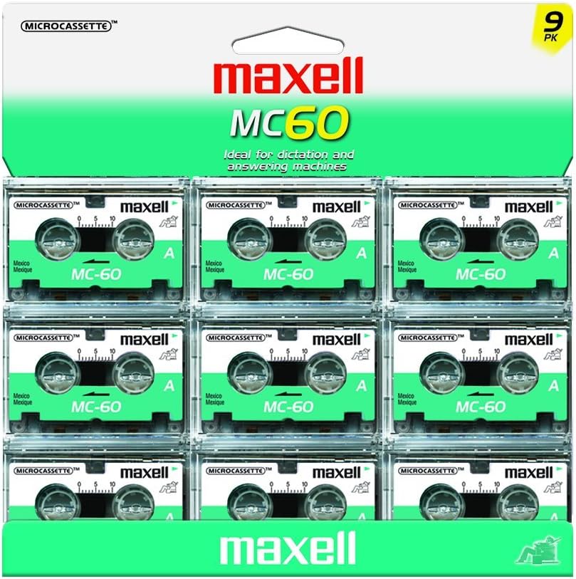 Maxell MC-60 UR Microcassettes Pack of 9 for Voice Recording