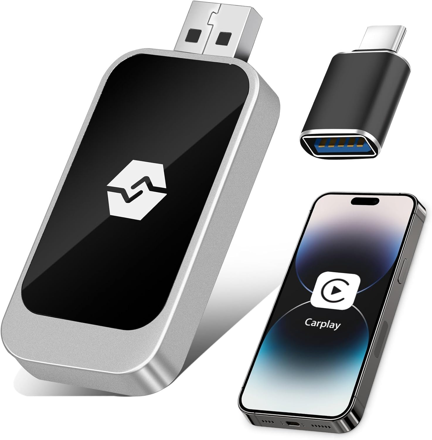 Fast Plug & Play Wireless CarPlay Adapter - Stable BT 5.3, iPhone iOS 10+ Compatible