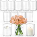 5 Inch Small Glass Cylinder Vases for Centerpieces - Pack of 12