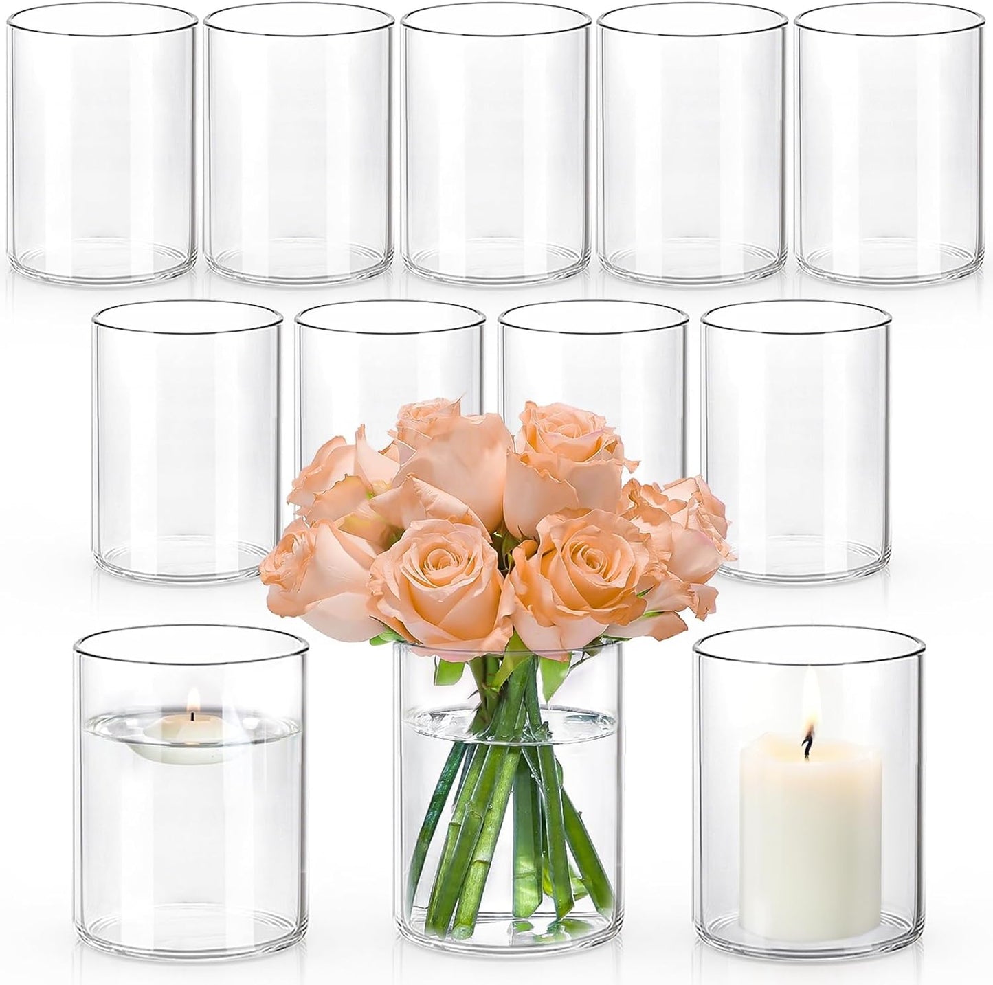 5 Inch Small Glass Cylinder Vases Set for Stunning Centerpieces