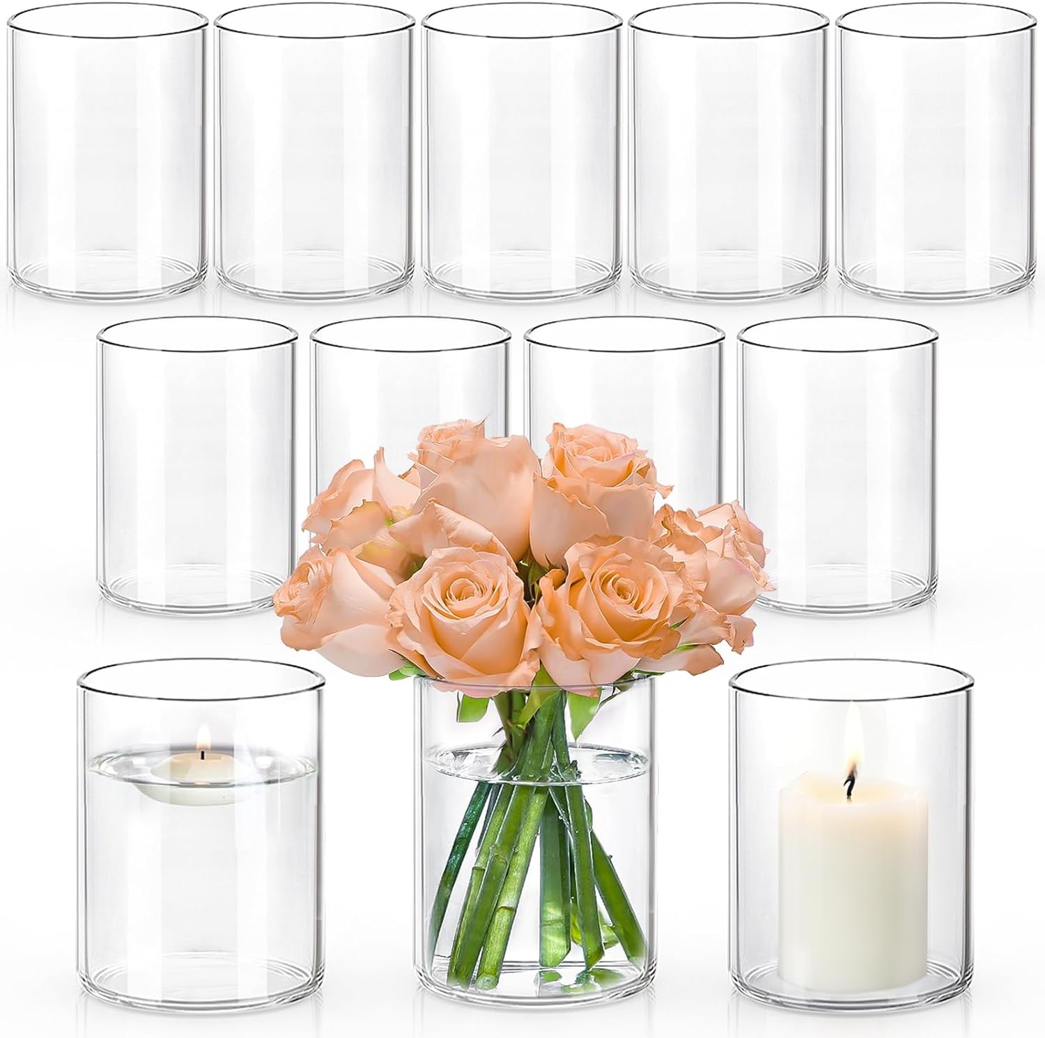 5 Inch Small Glass Cylinder Vases Set for Stunning Centerpieces